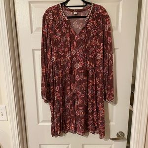 Old Navy Pink Floral Long Sleeve Dress - Size XXL
